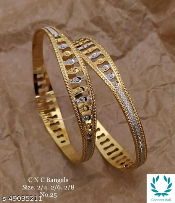 Metal Stylish Bangles Combination of Sliver and Gold Plating - 2.4